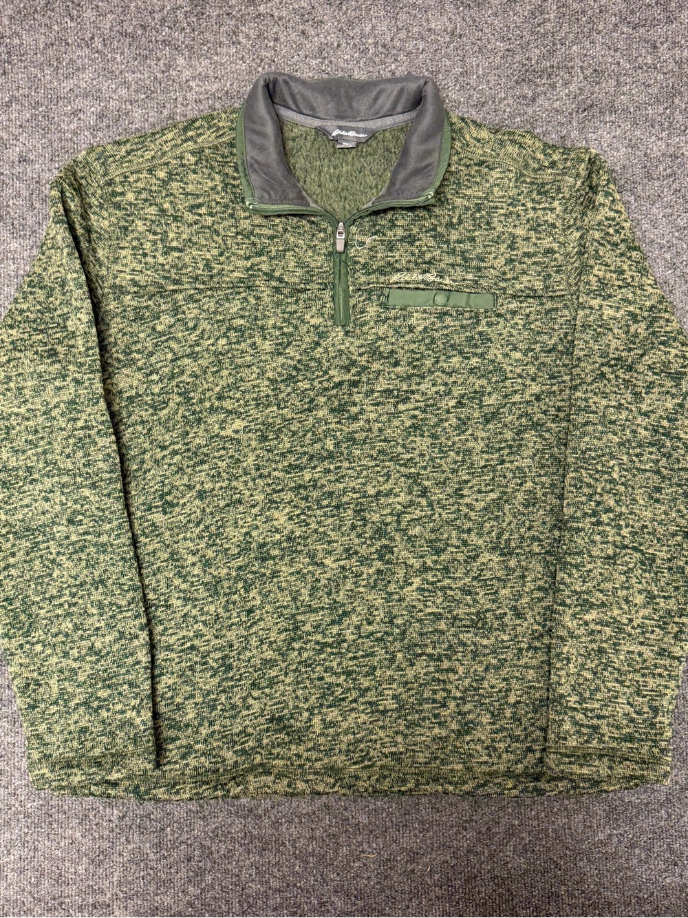 Eddie Bauer Dark Green Heathered Zip Pullover